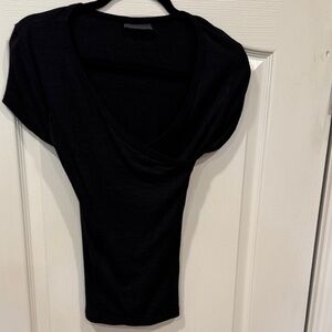 Michael Stars Faux Wrap Black Short Sleeve Top